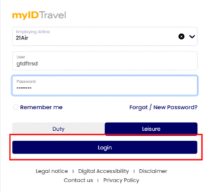 myIDTravel Login